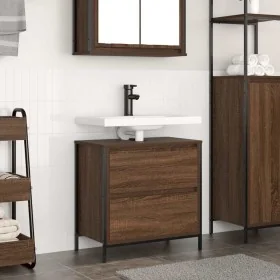 Mueble de baño con lavabo y cajones roble marrón 60x34,5x60 cm de , Tocadores de baño - Ref: Foro24-861886, Precio: 66,44 €, ...
