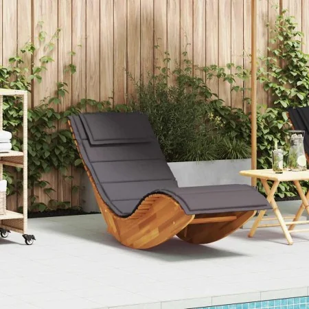 Tumbona mecedora con cojín de madera maciza de acacia by , Loungers - Ref: Foro24-4103883, Price: 166,60 €, Discount: %