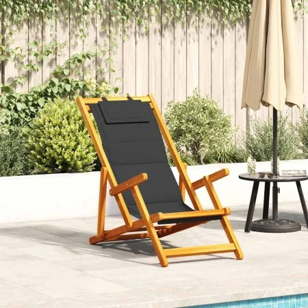 Silla de playa plegable con reposabrazos negra von , Gartenstühle - Ref: Foro24-4108066, Preis: 85,43 €, Rabatt: %