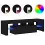 Mueble de TV con luces LED roble negro 140x36,5x40 cm de , Muebles TV - Ref: Foro24-862030, Precio: 104,99 €, Descuento: %