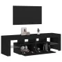 Mueble de TV con luces LED roble negro 140x36,5x40 cm de , Muebles TV - Ref: Foro24-862030, Precio: 104,99 €, Descuento: %