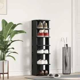 Zapatero de madera de roble negro 25x27x102 cm by , Shoe racks and shoe organizers - Ref: Foro24-862066, Price: 49,76 €, Disc...