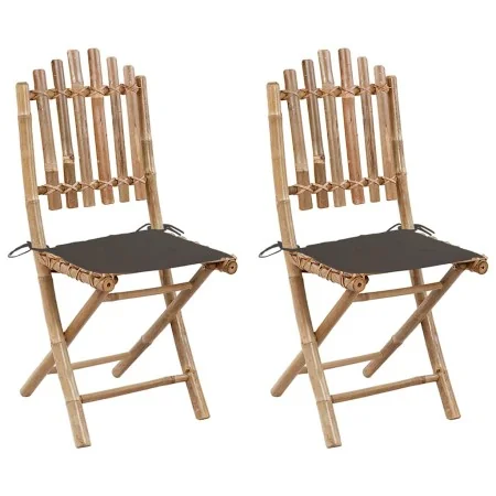 Sillas de jardín plegables 2 unidades bambú con cojines by , Garden chairs - Ref: Foro24-3063995, Price: 117,20 €, Discount: %