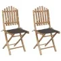 Sillas de jardín plegables 2 unidades bambú con cojines by , Garden chairs - Ref: Foro24-3063995, Price: 117,20 €, Discount: %
