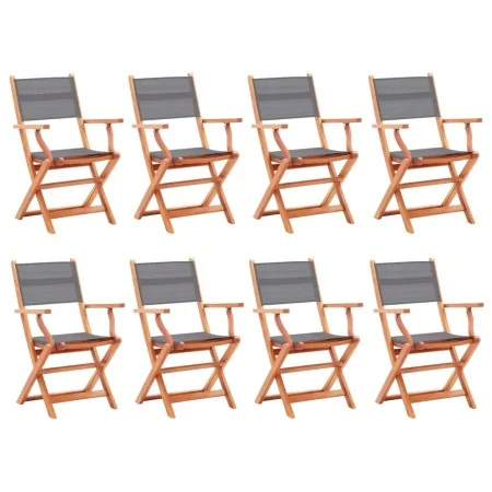 Sillas jardín plegables 8 uds madera eucalipto textilene gris by , Garden chairs - Ref: Foro24-3086965, Price: 522,84 €, Disc...