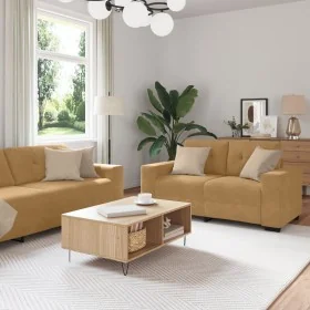 Conjunto de Sofá de 2 Piezas con Cojines de Terciopelo Marrón by , Sofas - Ref: Foro24-3324728, Price: 464,43 €, Discount: %