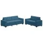 Juego de Sofá de 2 Piezas con Cojines de Terciopelo Azul by , Sofas - Ref: Foro24-3324730, Price: 464,43 €, Discount: %
