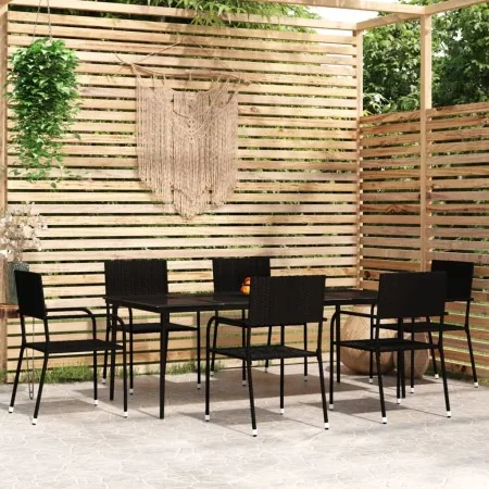 Juego de comedor para jardín 7 piezas negro de , Conjuntos de jardín - Ref: Foro24-3099593, Precio: 392,21 €, Descuento: %