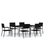 Juego de comedor para jardín 7 piezas negro de , Conjuntos de jardín - Ref: Foro24-3099593, Precio: 392,21 €, Descuento: %