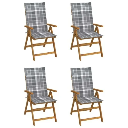 Sillas de jardín reclinables 4 uds madera maciza acacia cojines de , Sillas de jardín - Ref: Foro24-3065361, Precio: 348,99 €...