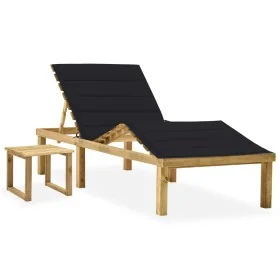 Tumbona de jardín con mesa y cojín de madera de pino impregnada by , Loungers - Ref: Foro24-3065871, Price: 140,94 €, Discoun...