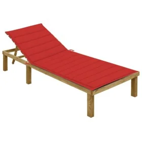 Tumbona con cojín rojo madera de pino impregnada von , Liegen - Ref: Foro24-3065825, Preis: 126,28 €, Rabatt: %