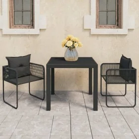 Set de comedor de jardín de 3 piezas PVC ratán negro by , Garden sets - Ref: Foro24-3060100, Price: 296,28 €, Discount: %