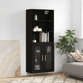 Aparador alto madera contrachapada negro 69,5x34x180 cm von , Sideboards - Ref: Foro24-3189302, Preis: 163,96 €, Rabatt: %