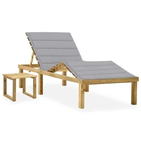 Tumbona de jardín con mesa y cojín de madera de pino impregnada by , Loungers - Ref: Foro24-3065865, Price: 136,39 €, Discoun...