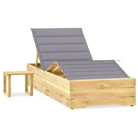Tumbona de jardín con mesa y cojín de madera de pino impregnada by , Loungers - Ref: Foro24-3065955, Price: 176,24 €, Discoun...