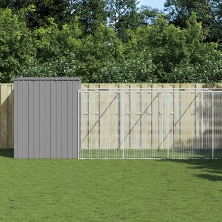 Caseta perro corral acero galvanizado gris claro 214x1069x181cm de , Casetas para perros - Ref: Foro24-3189129, Precio: 863,3...