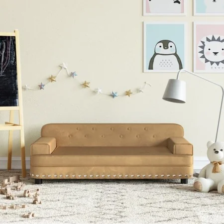 Sofá para niños de terciopelo marrón 90x53x30 cm by , Baby and Toddler Furniture - Ref: Foro24-3196284, Price: 89,79 €, Disco...