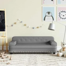 Sofá para niños de cuero sintético gris 90x53x30 cm de , Mobiliario para bebés y niños pequeños - Ref: Foro24-3196290, Precio...