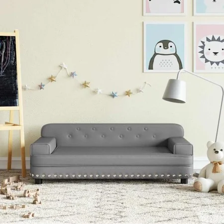 Sofá para niños de cuero sintético gris 90x53x30 cm by , Baby and Toddler Furniture - Ref: Foro24-3196290, Price: 93,17 €, Di...