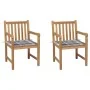 Sillas de jardín 2 uds madera de teca y cojines a cuadros gris de , Sillas de jardín - Ref: Foro24-3062744, Precio: 295,09 €,...