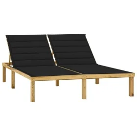 Tumbona doble y cojines negros madera pino impregnada by , Loungers - Ref: Foro24-3065886, Price: 217,97 €, Discount: %