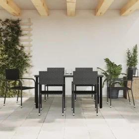 Juego de comedor de jardín 7 piezas ratán sintético negro by , Garden sets - Ref: Foro24-3156751, Price: 314,47 €, Discount: %