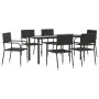 Juego de comedor de jardín 7 piezas ratán sintético negro by , Garden sets - Ref: Foro24-3156751, Price: 314,47 €, Discount: %
