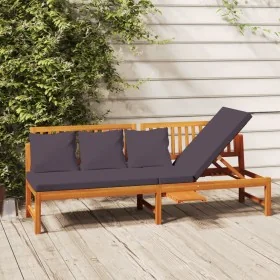 Sofá cama con cojín madera maciza acacia gris 200x60x75 cm by , Outdoor beds - Ref: Foro24-312145, Price: 367,92 €, Discount: %