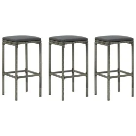 Taburetes de cocina con cojines 3 uds ratán sintético gris by , Kitchen stools - Ref: Foro24-313444, Price: 147,97 €, Discoun...