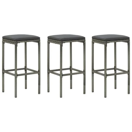 Taburetes de cocina con cojines 3 uds ratán sintético gris by , Kitchen stools - Ref: Foro24-313444, Price: 147,97 €, Discoun...