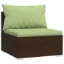 Sofá central de jardín con cojines ratán sintético marrón by , Modular outdoor sofas - Ref: Foro24-317559, Price: 90,36 €, Di...