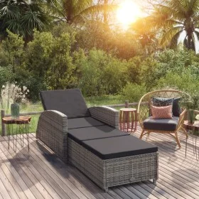 Tumbona de jardín con cojín de ratán sintético gris oscuro by , Loungers - Ref: Foro24-317178, Price: 204,43 €, Discount: %