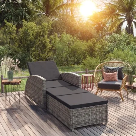 Tumbona de jardín con cojín de ratán sintético gris oscuro von , Liegen - Ref: Foro24-317178, Preis: 204,89 €, Rabatt: %