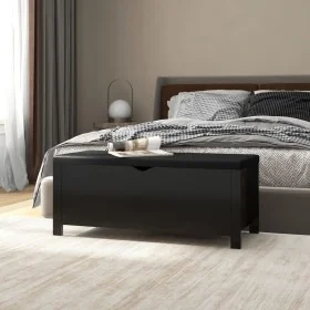 Caja de almacenaje y cojín madera ingeniería negro 105x40x45 cm by , Storage trunks - Ref: Foro24-326769, Price: 125,34 €, Di...