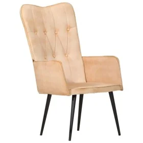 Sillón orejero de lona color crema by , Armchairs - Ref: Foro24-339651, Price: 85,74 €, Discount: %