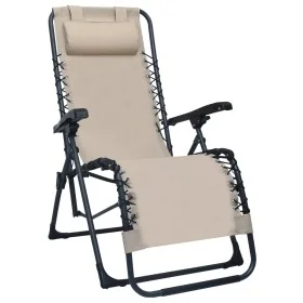Tumbona plegable de terraza textileno crema by , Loungers - Ref: Foro24-47900, Price: 105,35 €, Discount: %