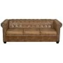 Sofá Chesterfield de 3 plazas cuero sintético marrón de , Sofás - Ref: Foro24-243620, Precio: 533,63 €, Descuento: %