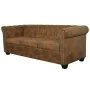 Sofá Chesterfield de 3 plazas cuero sintético marrón de , Sofás - Ref: Foro24-243620, Precio: 533,63 €, Descuento: %