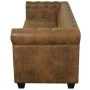 Sofá Chesterfield de 3 plazas cuero sintético marrón de , Sofás - Ref: Foro24-243620, Precio: 533,63 €, Descuento: %