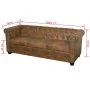 Sofá Chesterfield de 3 plazas cuero sintético marrón de , Sofás - Ref: Foro24-243620, Precio: 533,63 €, Descuento: %