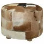 Puf de piel genuina redondo 50x50x45 cm de , Otomanas - Ref: Foro24-244548, Precio: 171,42 €, Descuento: %