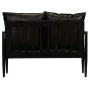 Sofá de 2 plazas cuero auténtico con madera de acacia negro by , Sofas - Ref: Foro24-246483, Price: 535,73 €, Discount: %