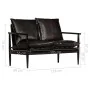 Sofá de 2 plazas cuero auténtico con madera de acacia negro by , Sofas - Ref: Foro24-246483, Price: 535,73 €, Discount: %
