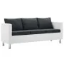 Sofá de 3 plazas de cuero sintético blanco y gris oscuro by , Sofas - Ref: Foro24-247175, Price: 377,52 €, Discount: %