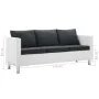 Sofá de 3 plazas de cuero sintético blanco y gris oscuro by , Sofas - Ref: Foro24-247175, Price: 377,52 €, Discount: %