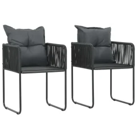 Sillas de jardín con cojines 2 unidades ratán sintético negro by , Garden chairs - Ref: Foro24-44438, Price: 137,08 €, Discou...