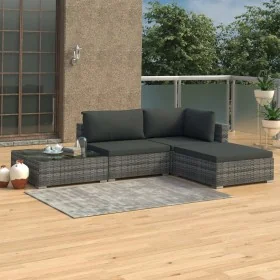 Set de muebles de jardín 4 pzas y cojines ratán sintético gris by , Garden sets - Ref: Foro24-46779, Price: 388,85 €, Discoun...