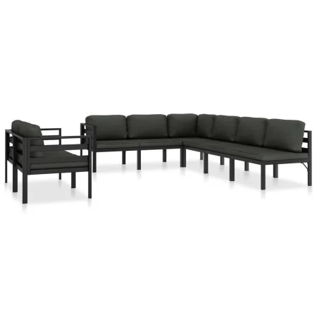 Set muebles de jardín 8 pzas y cojines aluminio gris antracita by , Garden sets - Ref: Foro24-49234, Price: 1,00 €, Discount: %
