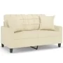 Sofá de 2 plazas con cojines cuero sintético color crema 120 cm von , Sofas - Ref: Foro24-3200799, Preis: 216,48 €, Rabatt: %